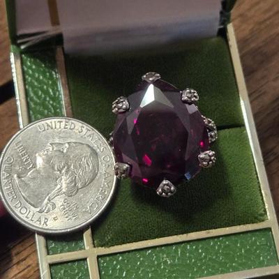 Large Sterling Silver and Ruby Ring