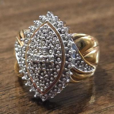 Gold over Sterling Silver and Cubic Zirconia Ring