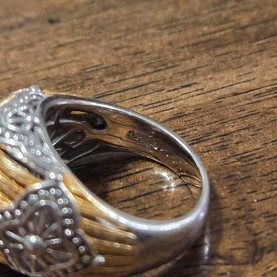 Sterling Silver, Gold over Sterling, and Ruby Ring