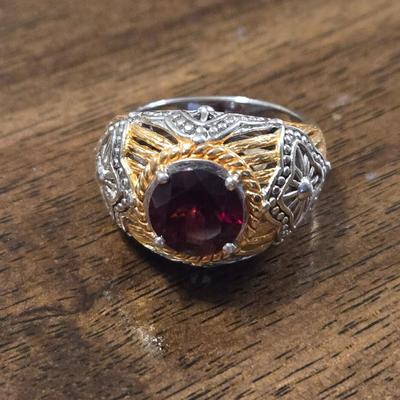 Sterling Silver, Gold over Sterling, and Ruby Ring