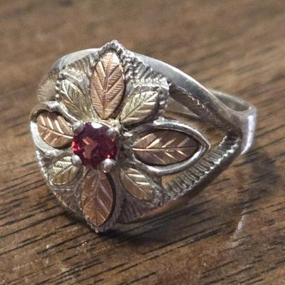 12k Gold & Sterling with Ruby Black Hills Gold Ring