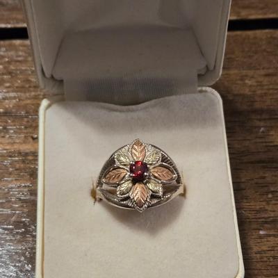 12k Gold & Sterling with Ruby Black Hills Gold Ring