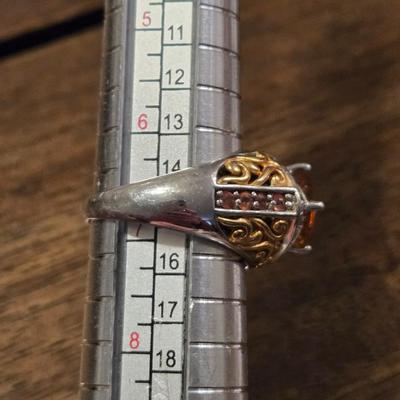 Sterling Silver, Gold over Sterling, and Citrine Ring