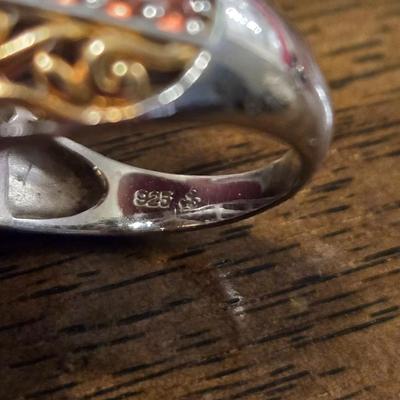 Sterling Silver, Gold over Sterling, and Citrine Ring