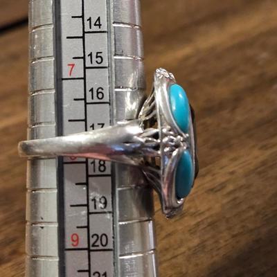 Sterling Silver, Turquoise, & Citrine Ring