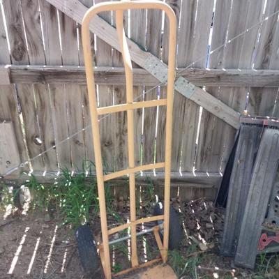 HANDTRUCK AND TWO SAWHORSES