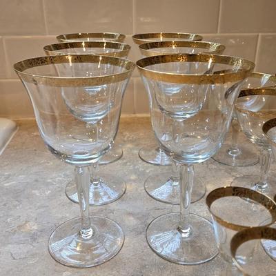 Vintage German Gold Gilt Rim Stemware Set