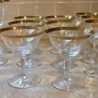 Vintage German Gold Gilt Rim Stemware Set