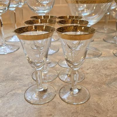 Vintage German Gold Gilt Rim Stemware Set