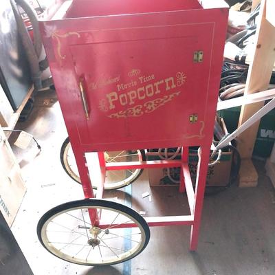 METAL POPCORN STAND ON WHEELS