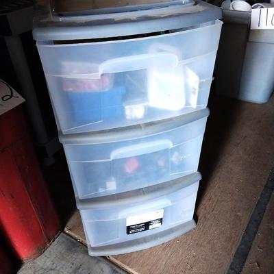 THREE DRAWER CONTAIN WITH MISCELANEOUS ELECTRICAL PARTS