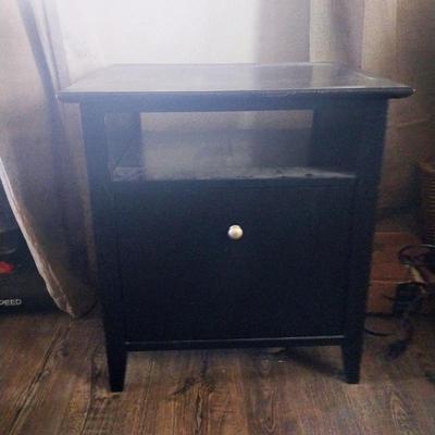 BLACK WOODEN ONE DRAWER STAND/TABLE