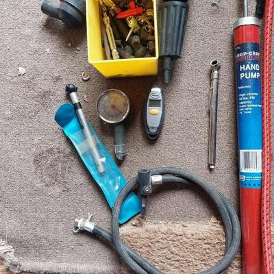 HAND TIRE PUMPS-TIRE REPAIRS =CAPS AND MORE
