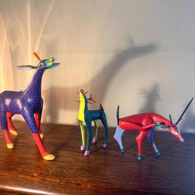 Lot of Three Oaxacan Wood Mexican Folk Art Animals