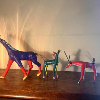 Lot of Three Oaxacan Wood Mexican Folk Art Animals
