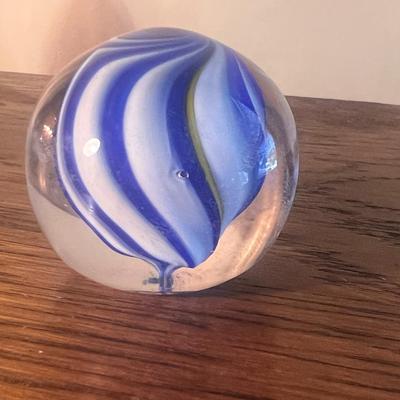 Lot of 4 signed glass paperweights