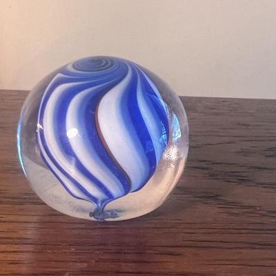 Lot of 4 signed glass paperweights