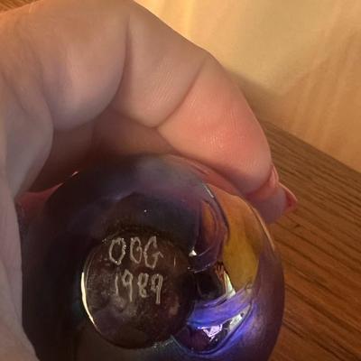 Lot of 4 signed glass paperweights