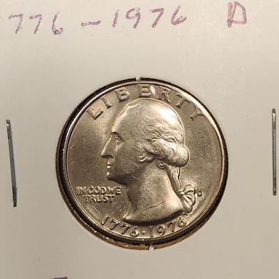 Uncirculated 1976 Eisenhower Ike Dollar, 1976 Kennedy Half Dollar , 1976 Quarter