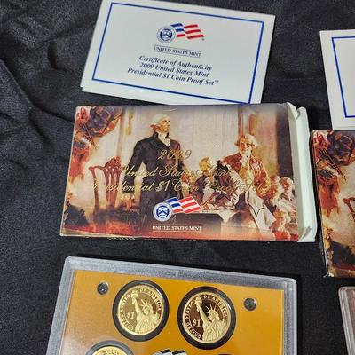 (2) 2009 and one 2007 Presidential Dollar Proof $1 Coin Set US Mint - Box