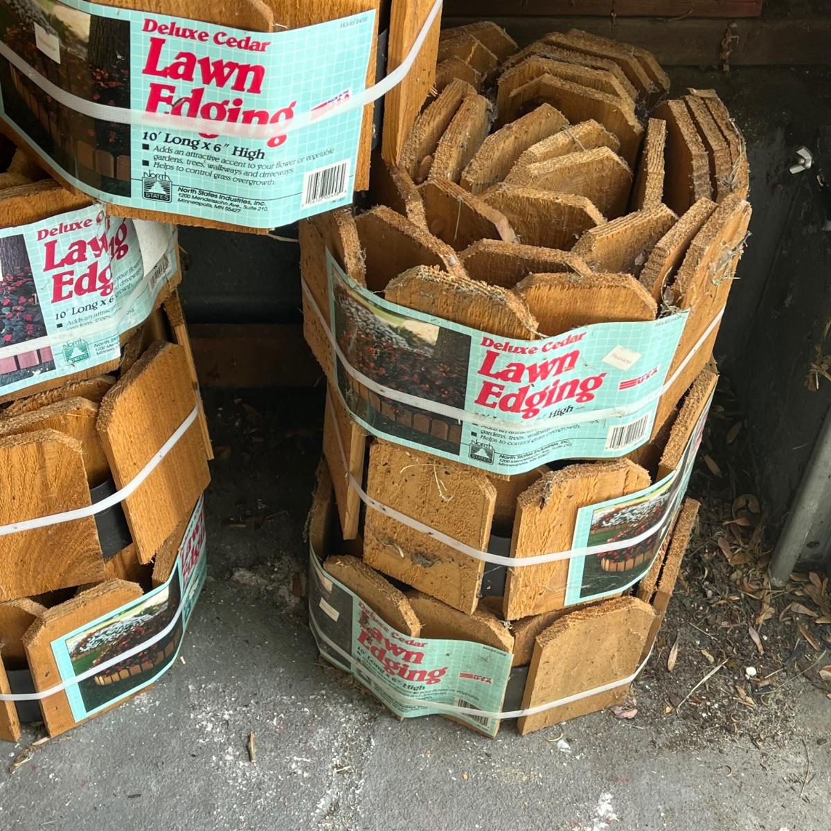 LOT 161G: Deluxe Cedar Lawn Edging - 6” high x 10’ long - 7 Rolls ...