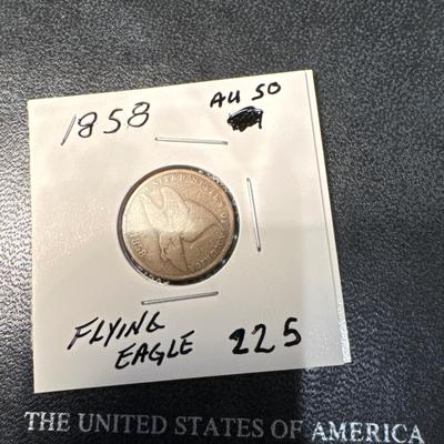 1858 FLYING EAGLE AU 50 US COUN 1 c