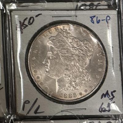 1886 P MORGAN MS 65 P/L silver