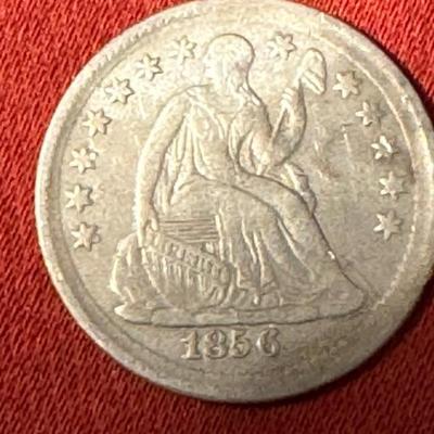 1856 P SEATED LIBERTY HALF DIME UNC U S COIN C114