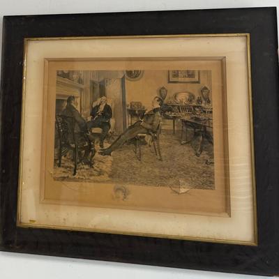 Antique Original Lithograph "After Dinning Rest Awhile" by Walter Dendy Sadler