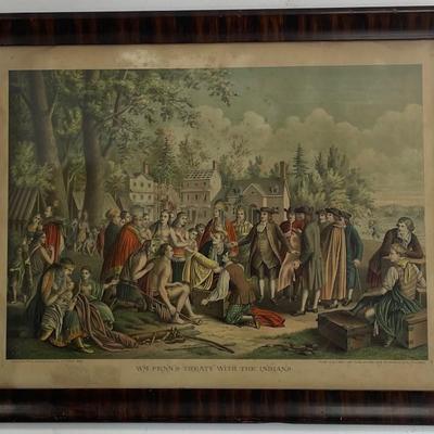 W. M. Penns "Treaty with the Indians" Lithograph (1800s)