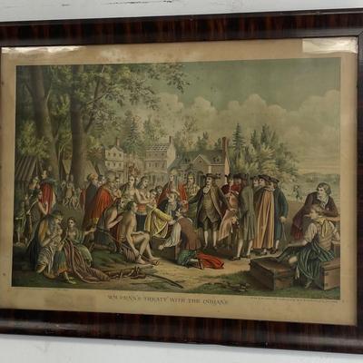 W. M. Penns "Treaty with the Indians" Lithograph (1800s)