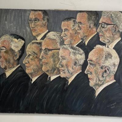 Signed Oil Painting Nine Supreme Court Judges 1963