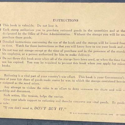 WWII War Ration Book w/ Stamp