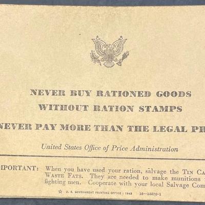 WWII War Ration Book w/ Stamp