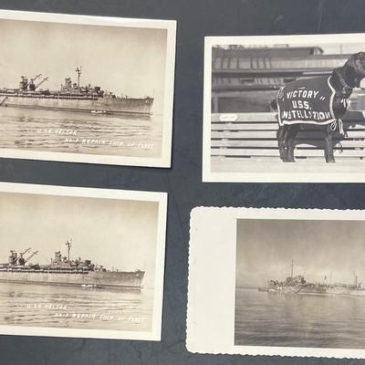 Four WWII Navy Photo Postcards