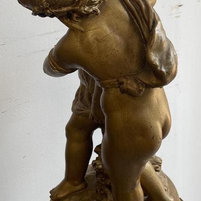 Large Gilt Coated Cherubs on a Stand