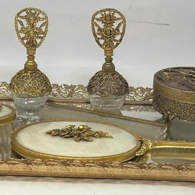 Vintage Vanity Set Gilt Coated