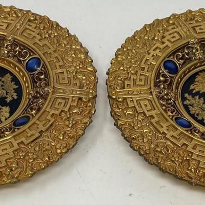 Pair Limoges French Brass w/ Plaques