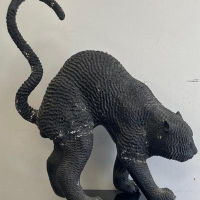 Bronze Sitting Panther Sculpture w/ a Textured Finish