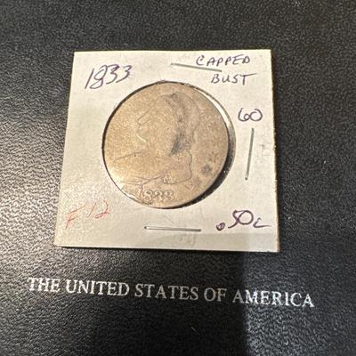 1833 CAPPED BUST F12 .50c