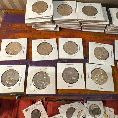 Lot of 10 BENJAMIN FRANKLIN .50c US COIN