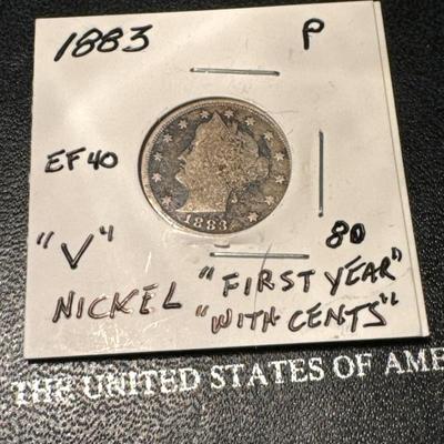 1883 P V NICKEL EF 40