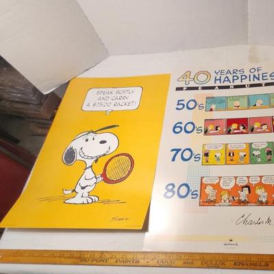 Original Vintage lot "Peanuts" Charlie Brown. Books posters cards etc
