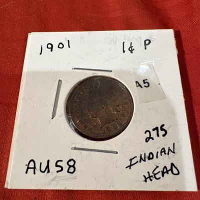 1901 P INDIAN HEAD AU 58 1c