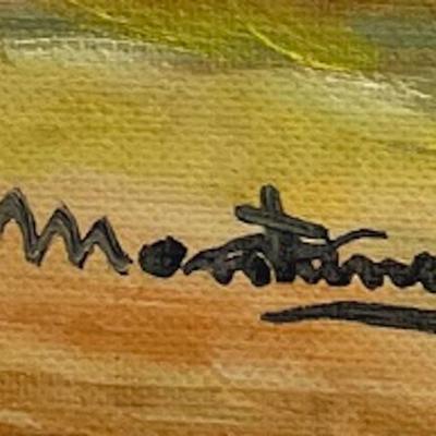 Signed Montanari Oil Painting on Canvas Depicting African Village