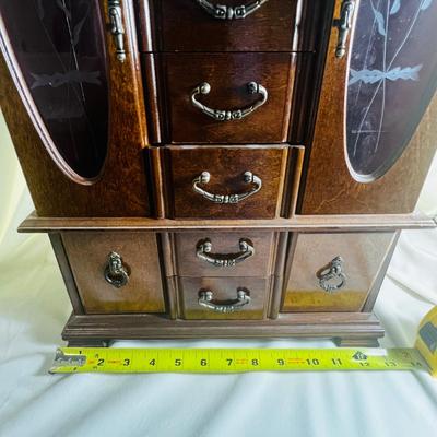 Vintage Hand Made Jewelry Armoire Cabinet Box Storage Chest Stand Organizer