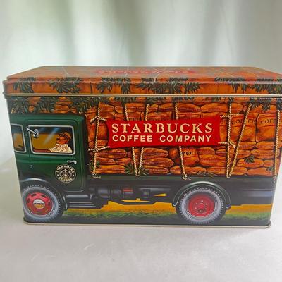 Vintage Starbucks Coffee Co Metal Tin Canister Silver Crane Designs