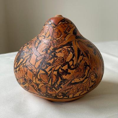 Hand-Etched Decorative Gourd 