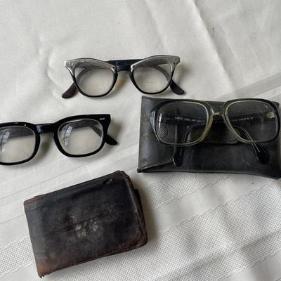 Lot of Vintage Eye Glasses and Wallet
