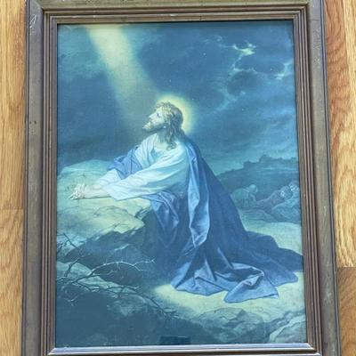 Antique Picture of Jesus Praying in the Garden
